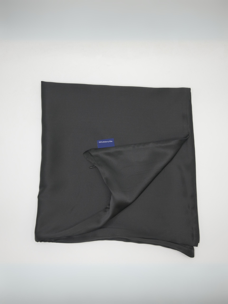 Kissenbezug aus 100 % Maulbeerseide (OEKO-TEX) Schwarz