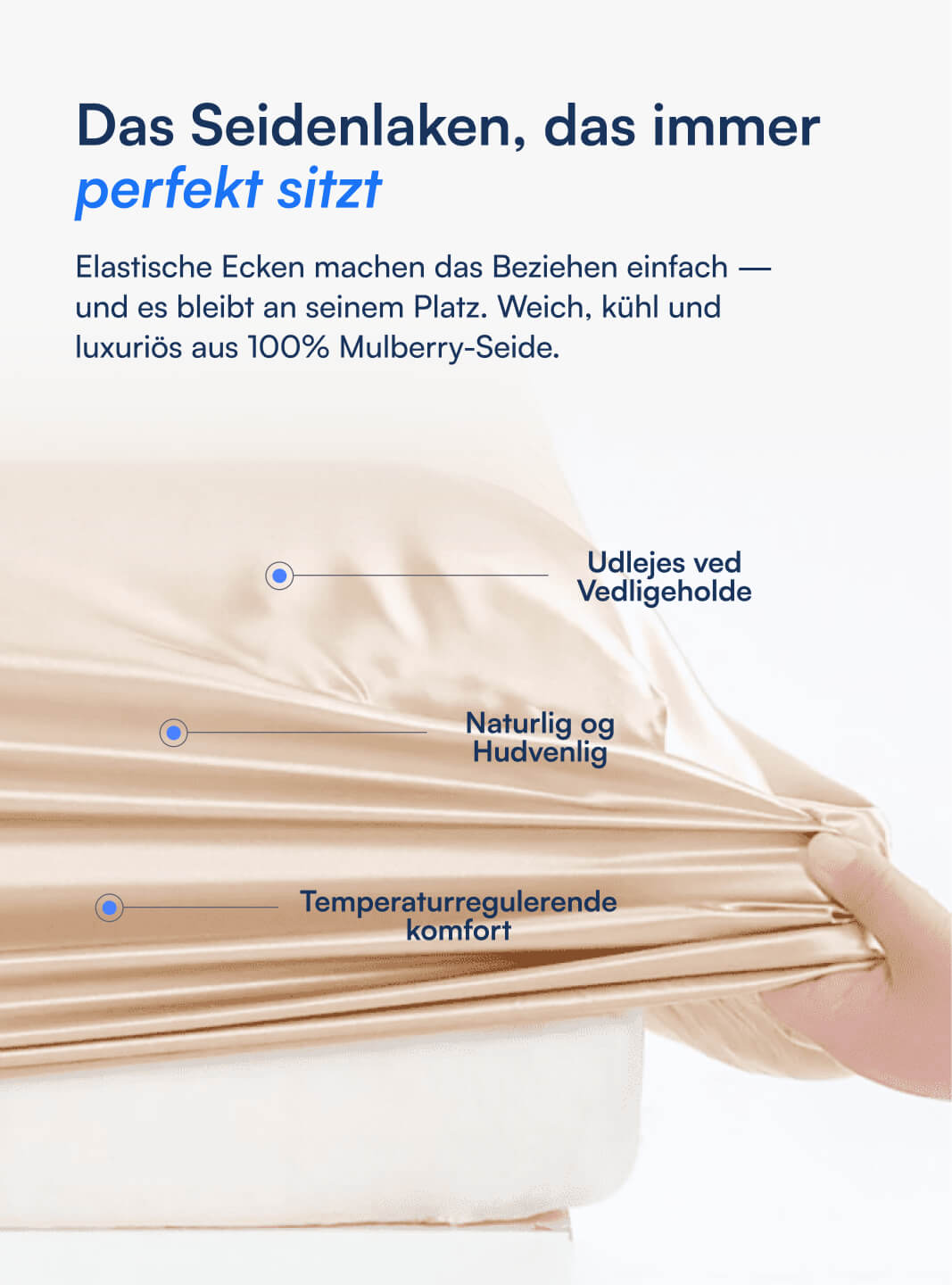 Spannbettlaken aus 100 % Maulbeerseide (OEKO-TEX) Beige