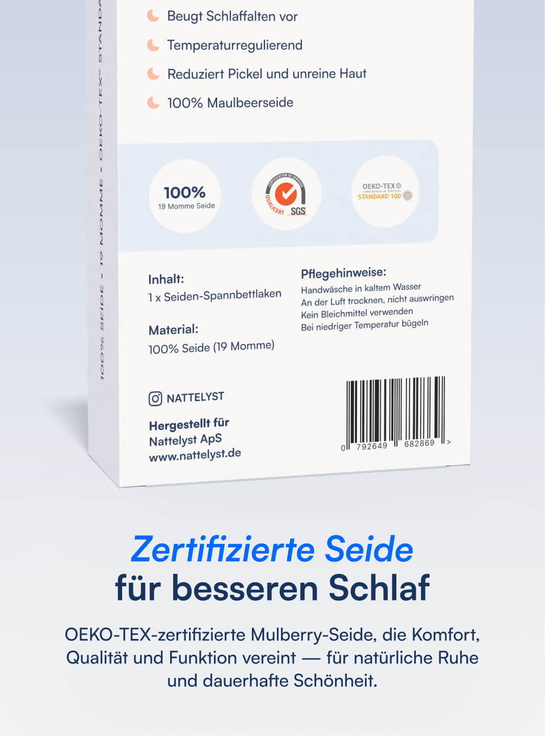 Spannbettlaken aus 100 % Maulbeerseide (OEKO-TEX) Schwarz