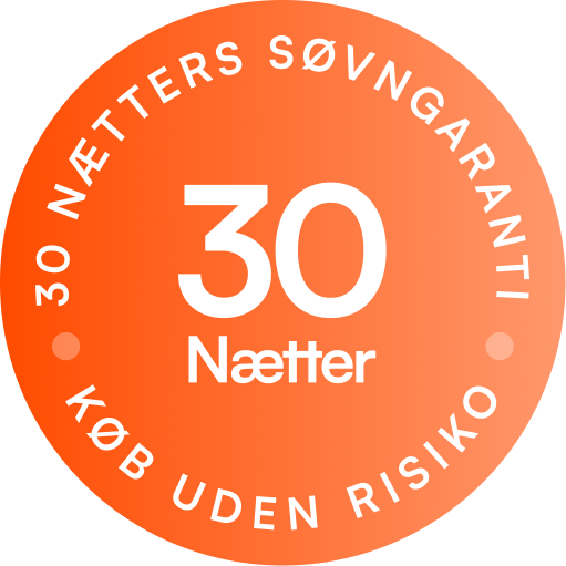 Orangefarbenes Garantie-Badge mit 30 Nächten Schlafgarantie und risikofreiem Kauf