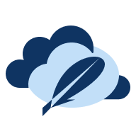 Microsoft OneDrive Logo mit überlappenden blauen Wolken und dunkelblauer Feder