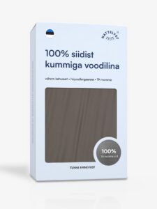 Siidist kummiga voodilina (100% mulberry siid, OEKO-TEX), tumehall