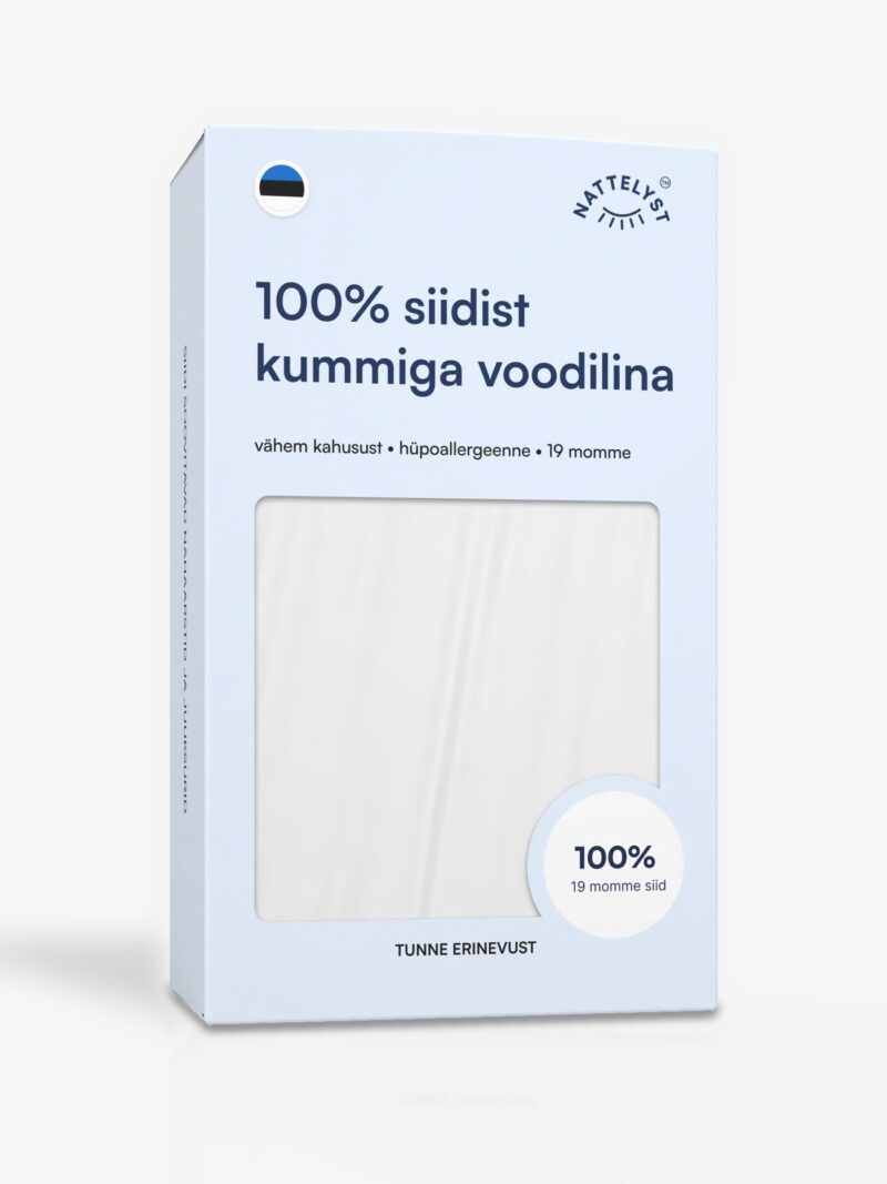 Siidist kummiga voodilina (100% mulberry siid, OEKO-TEX), valge