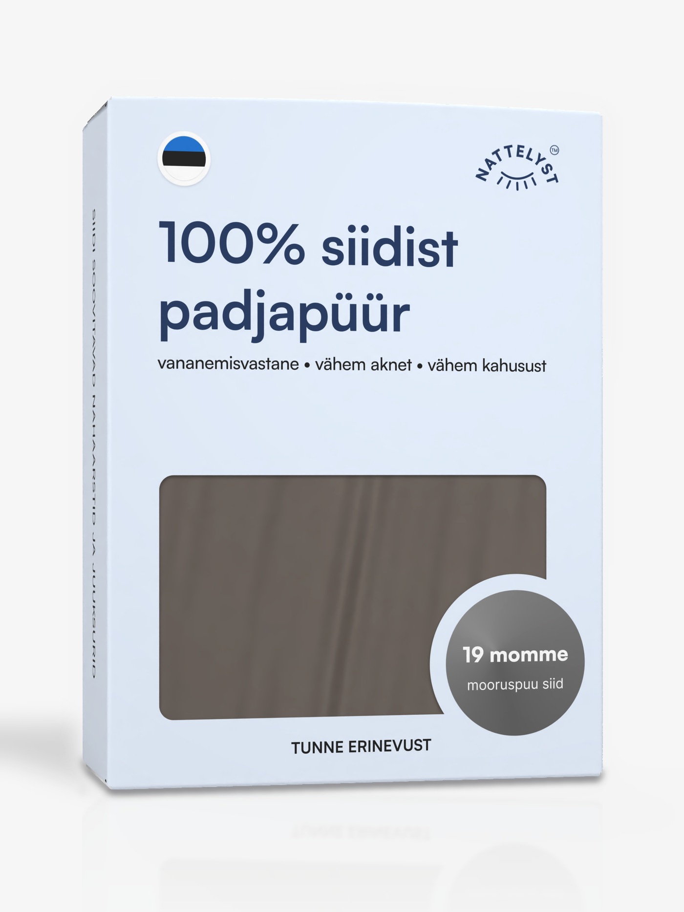 Siidist padjapüür (100% mulberry siid, OEKO-TEX), tumehall
