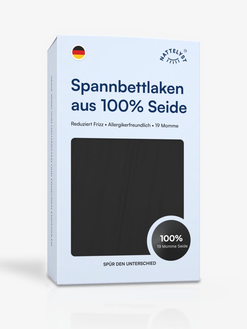 Spannbettlaken aus 100 % Maulbeerseide (OEKO-TEX) Schwarz